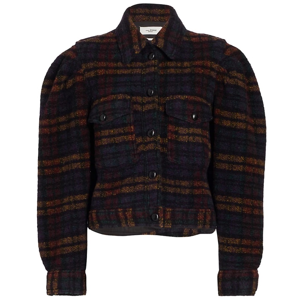 Isabel Marant Leiko Plaid Wool Blend Jacket